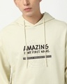 Shop Men's Beige Spiderman Graphic Printed Oversized Hoodie T-shirt