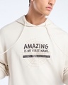 Shop Men's Beige Spiderman Graphic Printed Oversized Hoodie T-shirt