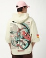 Shop Men's Beige Spidey Graphic Printed Oversized Hoodie T-shirt-Front
