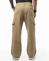 Shop Men's Beige Straight Fit Cargo Pants-Full