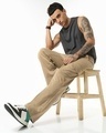 Shop Men's Beige Straight Fit Cargo Pants