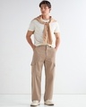 Shop Men's Beige Straight Fit Cargo Pants-Full