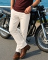 Shop Men's Beige Straight Fit Jeans-Front