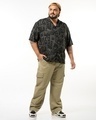 Shop Men's Beige Straight Fit Plus Size Cargo Pants-Full