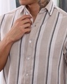 Shop Men's Beige Striped Shirt