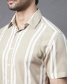 Shop Men's Beige Striped Slim Fit Shirt