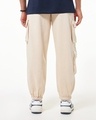 Shop Men's Beige Super Loose Fit Cargo Joggers-Full