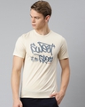 Shop Men's Beige Sweat The Stress Typography Slim Fit T-shirt-Front
