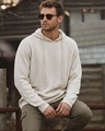 Shop Men's Beige Textured Lace Hoodies-Front