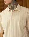 Shop Men's Beige Textured Oversized Polo T-shirt