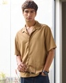 Shop Men's Camel Brown Oversized Shirt-Front