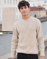 Shop Men's Beige Textured Oversized Sweater-Front