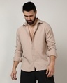Shop Men's Beige Textured Shirt-Front