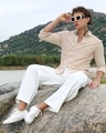 Shop Men's Beige Textured Shirt-Full