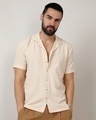 Shop Men's Beige Textured Shirt-Front