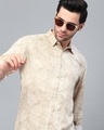 Shop Men's Beige Tropical Printed Slim Fit Shirt