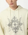 Shop Men's Beige Unique Graphic Printed Oversized Hoodie T-shirt