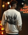 Shop Men's Beige Venom Graphic Printed Oversized Sweatshirt-Front