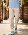 Shop Men's Beige Warm Track Pants-Front