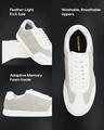 Shop Men's Beige & White Color Block Low-Top Sneakers-Full