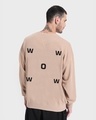 Shop Men's Beige WOW Typography Oversized Sweatshirt-Design