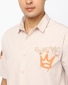 Shop Men's Beige Youth Gang Graphic Printed Oversized Shirt