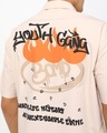 Shop Men's Beige Youth Gang Graphic Printed Oversized Shirt