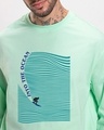 Shop Men's Bird Egg Green Into The Ocean Graphic Printed Oversized T-shirt