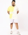 Shop Men's Birthday Yellow Plus Size Color Block Hoodie T-shirt-Full
