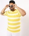 Shop Men's Birthday Yellow Plus Size Stripe Loose Fit T-shirt-Front
