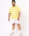 Shop Men's Birthday Yellow Plus Size Stripe Loose Fit T-shirt-Full