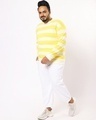 Shop Men's Birthday Yellow Plus Size Stripe T-shirt-Full