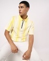 Shop Men's Birthday Yellow Stripe Oversized Polo T-shirt-Front