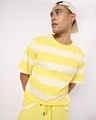 Shop Men's Birthday Yellow Stripe Oversized T-shirt-Front