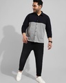 Shop Men's Black & Grey Color Block Plus Size Shirt
