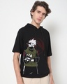 Shop Men's Black 1000 Jutsu Oversized Hoodie T-shirt-Front