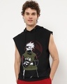 Shop Men's Black 1000 Jutsu Oversized Hoodie Vest-Front