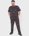 Shop Men's Black Abstract All Over Printed Plus Size Relaxed Fit Co-ords-Full