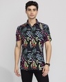 Shop Men's Black Abstract Printed Slim Fit Shirt-Front