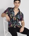 Shop Men's Black Abstract Printed Slim Fit Shirt-Full