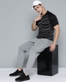 Shop Men's Black Abstract Printed Slim Fit Polo T-shirt-Full