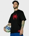 Shop Men's Black Across The Spiderverse Graphic Printed Oversized T-shirt-Full