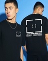 Shop Men's Black Adjust Your Focus Typography Oversized T-shirt-Front