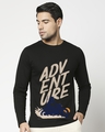 Shop Men's Black Adventure Typography T-shirt-Front