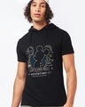 Shop Men's Black Adventure Mickey Graphic Printed Hoodie T-shirt-Front