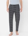 Shop Men's Black All Over Abstract Printed Cotton Lounge Pants-Front
