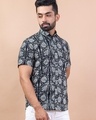Shop Men's Black All Over Floral Printed Relaxed Fit Shirt-Design