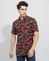 Shop Men's Black All Over Floral Printed Slim Fit Shirt-Front