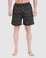 Shop Men's Black All Over Printed Cotton Boxers-Front