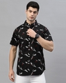 Shop Men's Black All Over Printed Cotton Shirt-Front